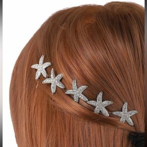 NEW !! 5 piece rhinestone decor starfish hairpins